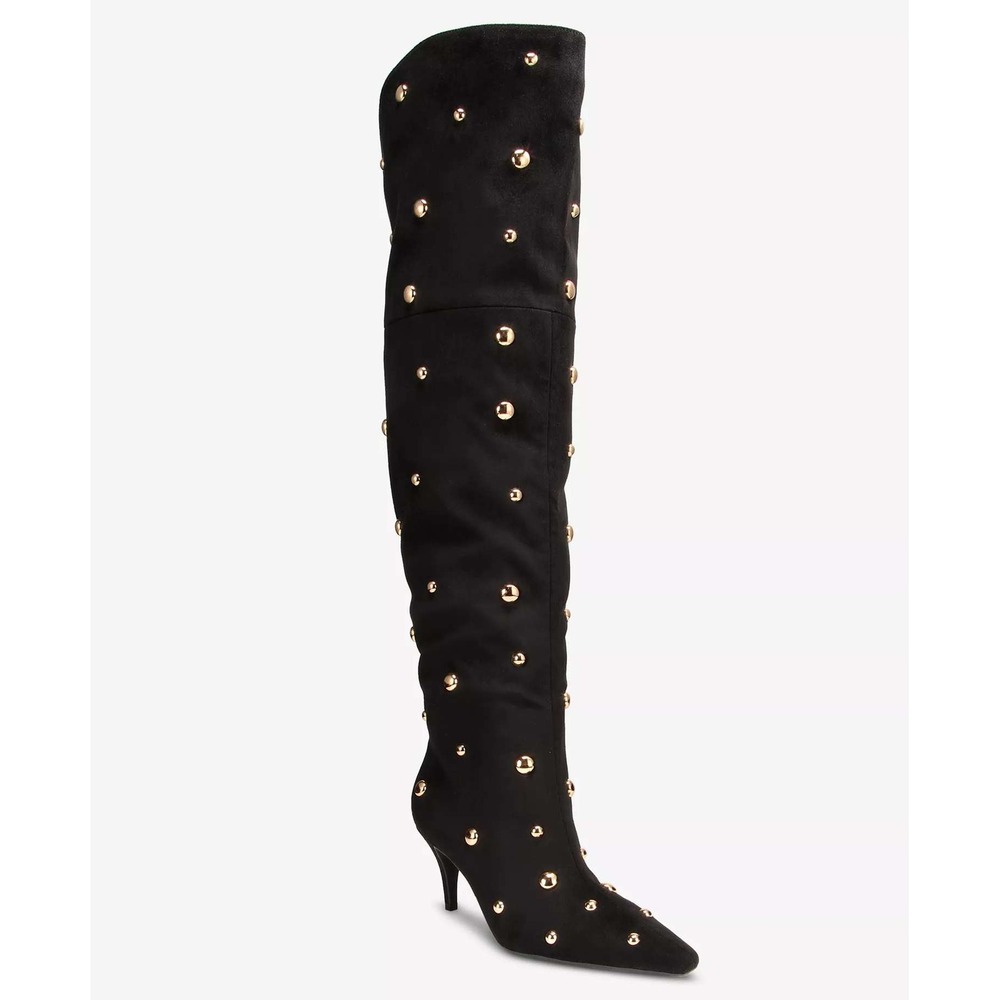 INC International Concepts Women Black Suede Studded Over The Knee Boots 6.5 M